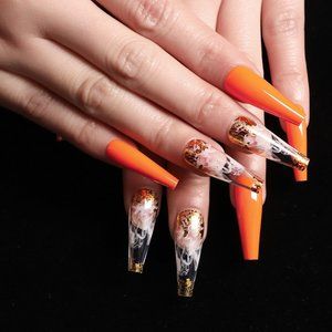 Matte Gradient Design False Nails Long Coffin Ballerina Nail Art  Press on Nails
